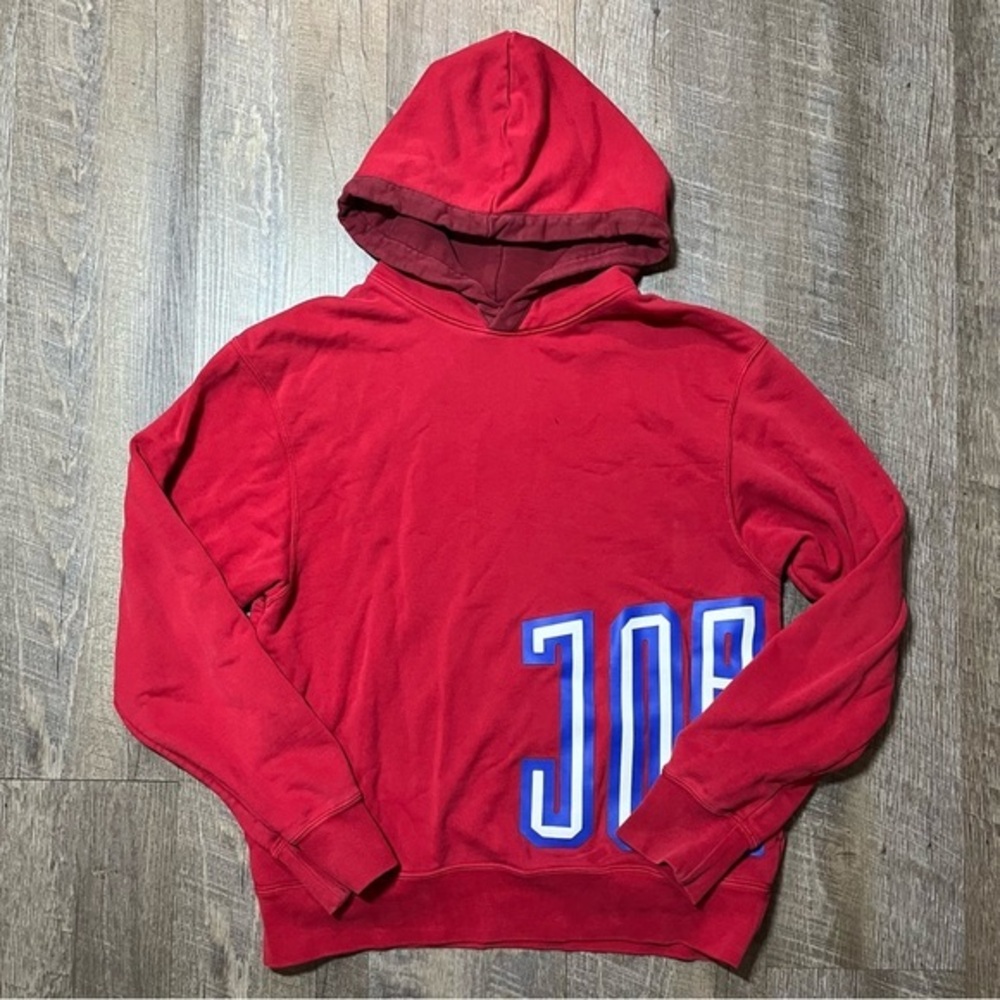 Jordan Red Blue Big Spell Out Hoodie Pullover Sweater Mens Size Small‎